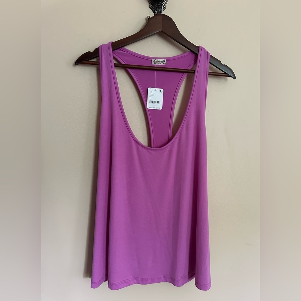 NWT FREE PEOPLE Intimately Racerback Tank Pink Large - Picture 2 of 7